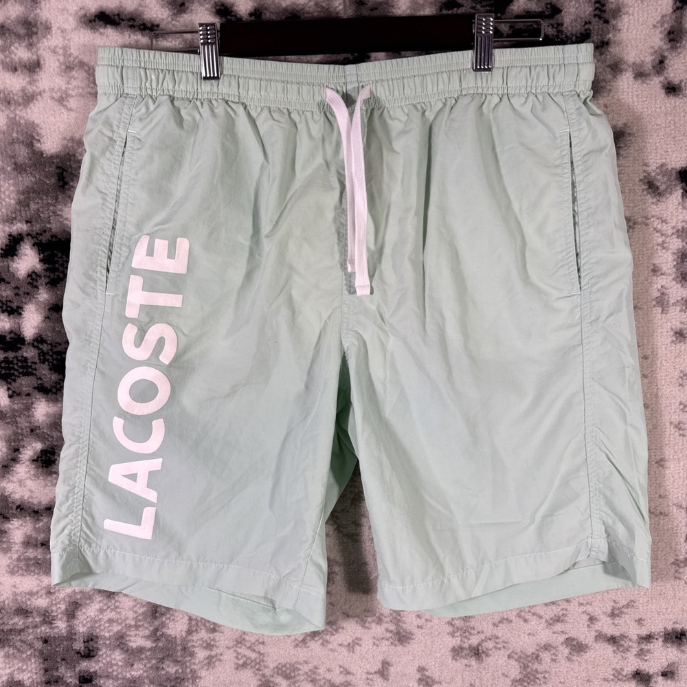 Lacoste Swim Trunks Mens Size Large‎ Pale Green Drawstring Pool Beach Summer